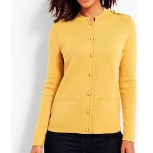Talbots Merino Wool Yellow Military Sweater Jacket